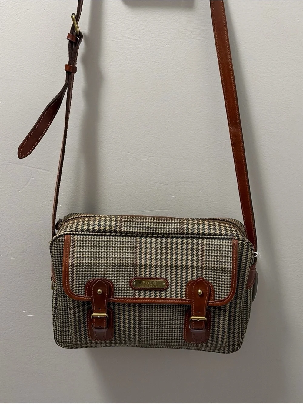 Vintage by Ralph Lauren Houndstooth Messenger Bag with pockets - Picture 1 of 11